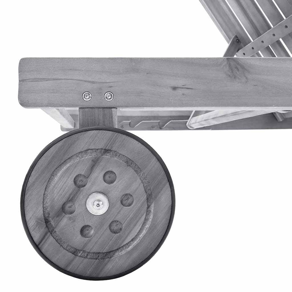 Sun Lounger Garden Outdoor Lounger Adjustable Backrest Footrest Grey Cushion