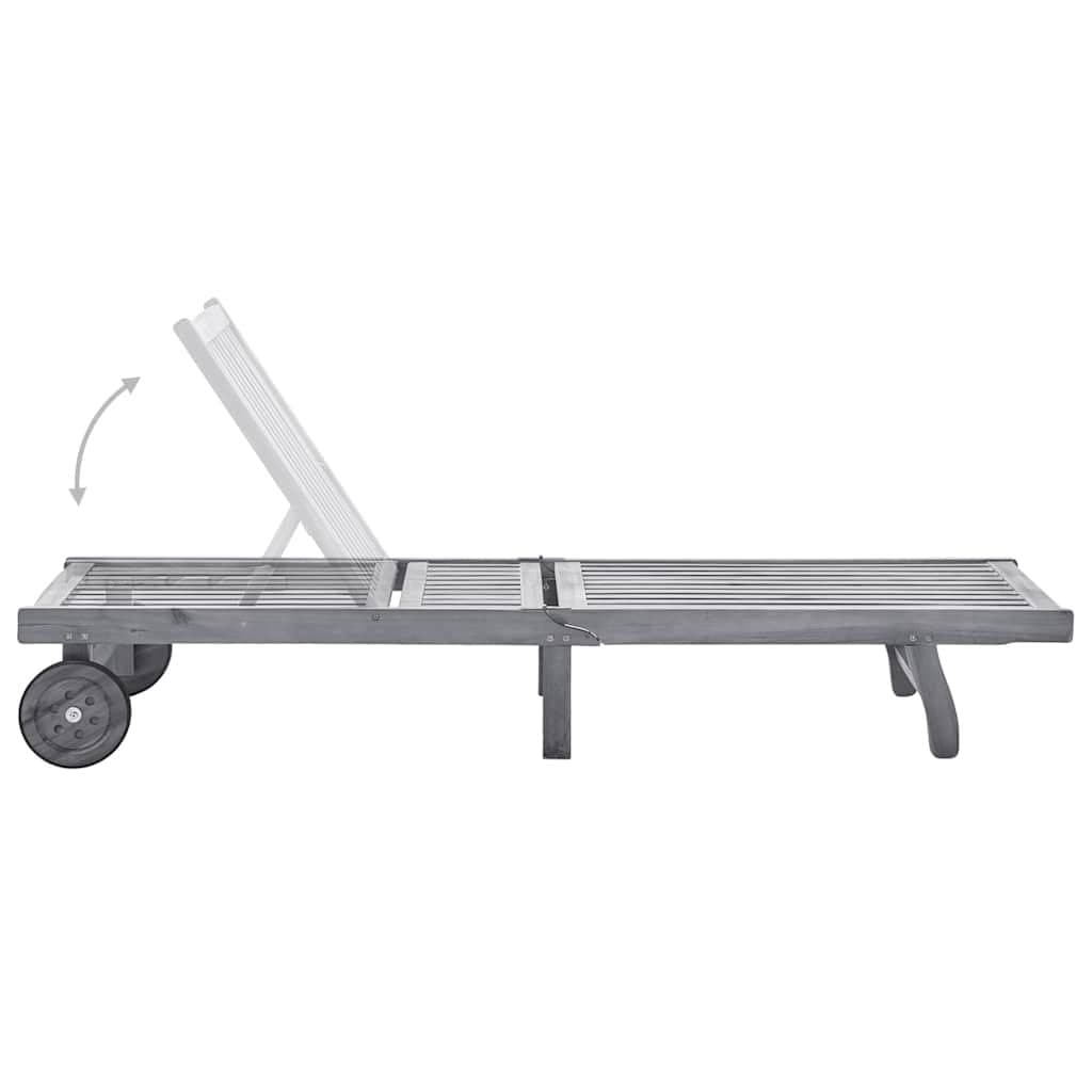 Sun Lounger Garden Outdoor Lounger Adjustable Backrest Footrest Grey Cushion