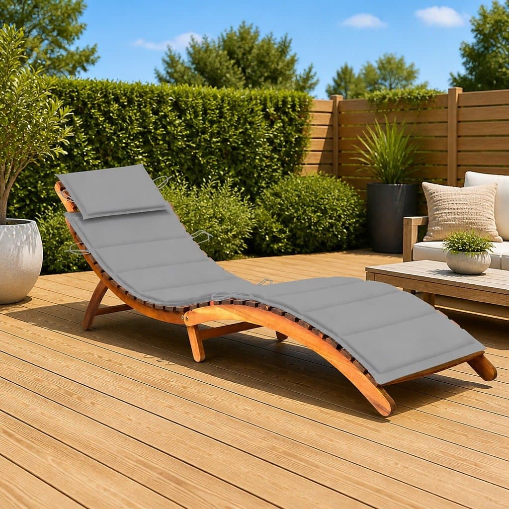 Wooden Sun Lounger with Cushion for Outdoor Relaxation