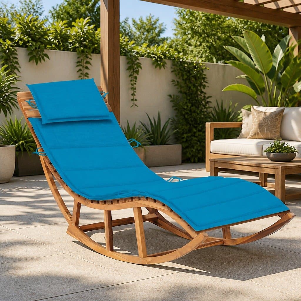 Rocking Sun Lounger with Cushion Outdoor Garden Patio Relaxing Furniture
