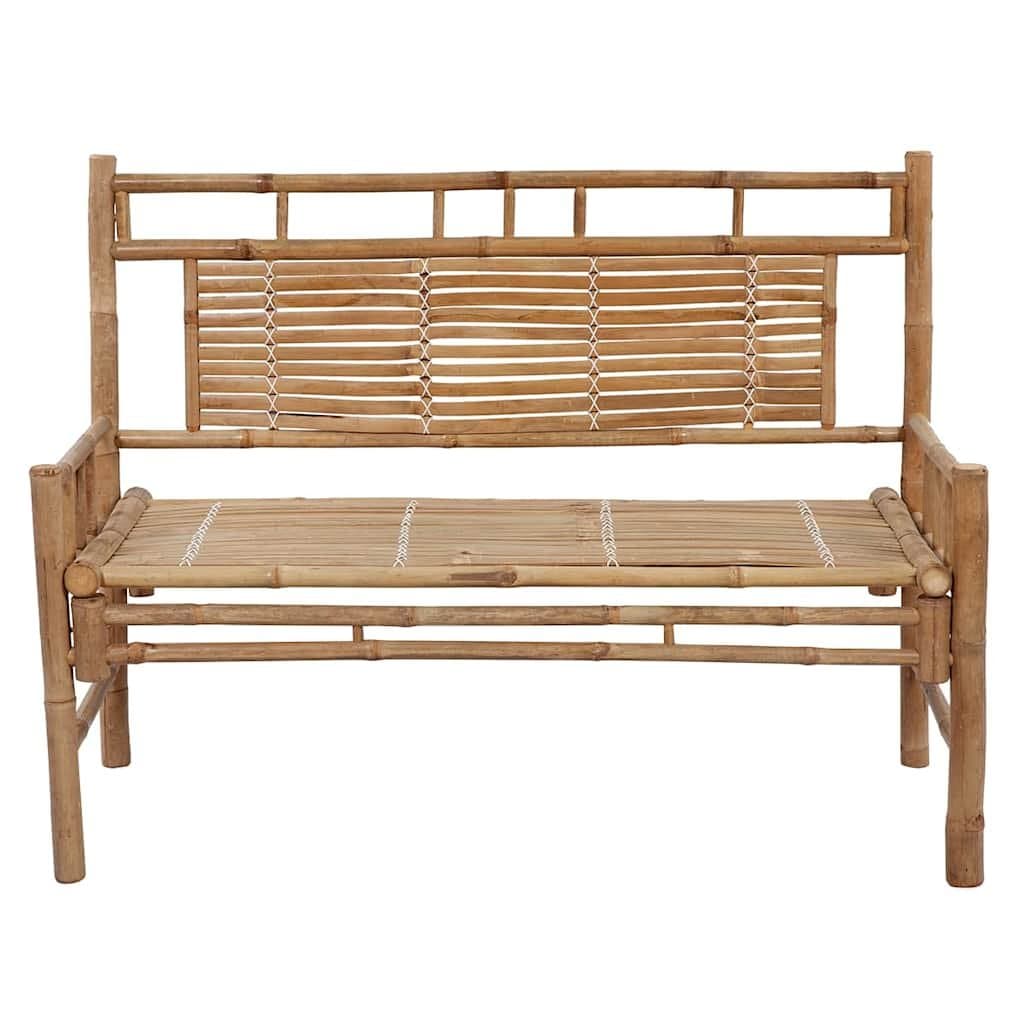 Bamboo Garden Bench with Taupe Cushion 120cm