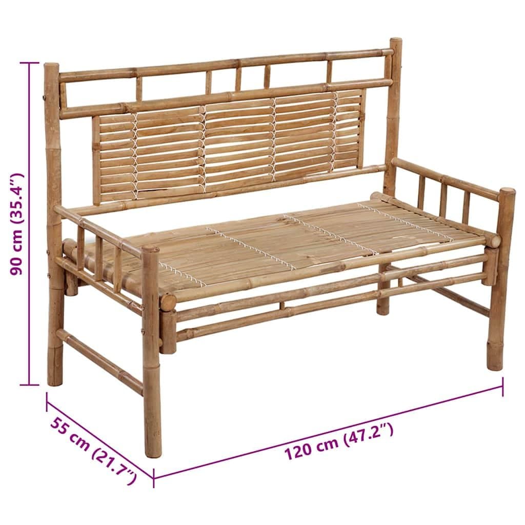 Bamboo Garden Bench with Taupe Cushion 120cm