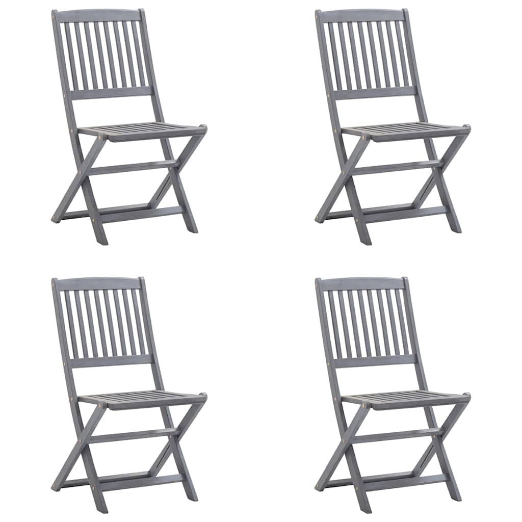 Set of 4 Grey Folding Chairs with Cushions for Outdoor Use