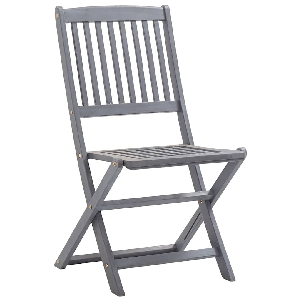 Set of 4 Grey Folding Chairs with Cushions for Outdoor Use