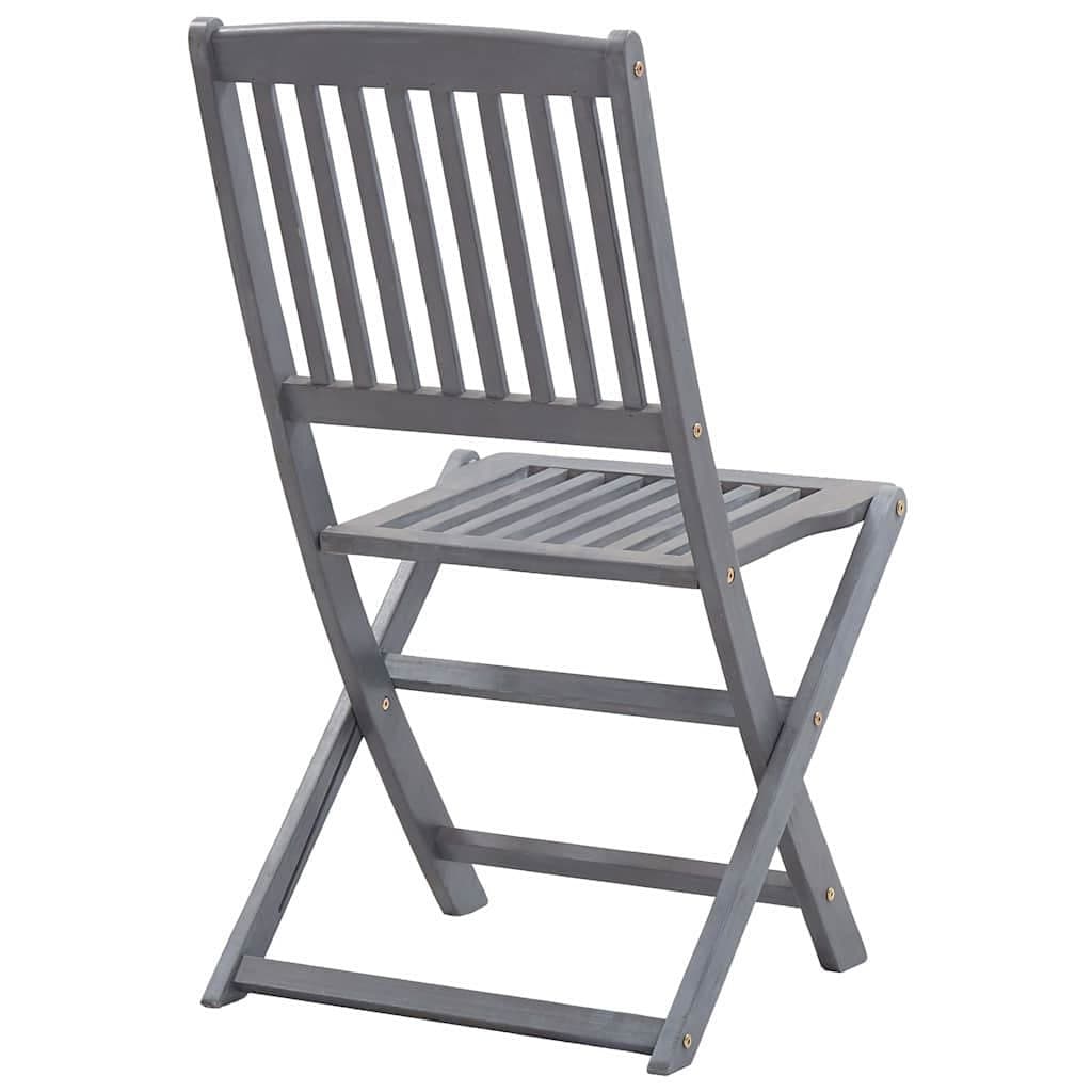 Set of 4 Grey Folding Chairs with Cushions for Outdoor Use