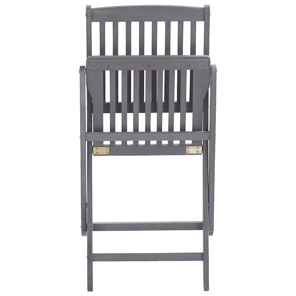 Set of 4 Grey Folding Chairs with Cushions for Outdoor Use