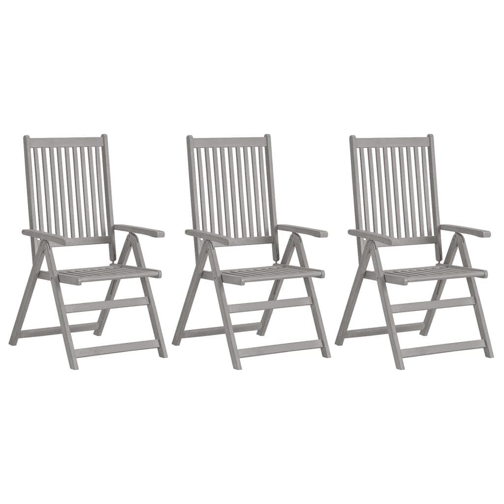 Outdoor Reclining Chairs Set 3pcs Garden Armchairs with Cushions Wood
