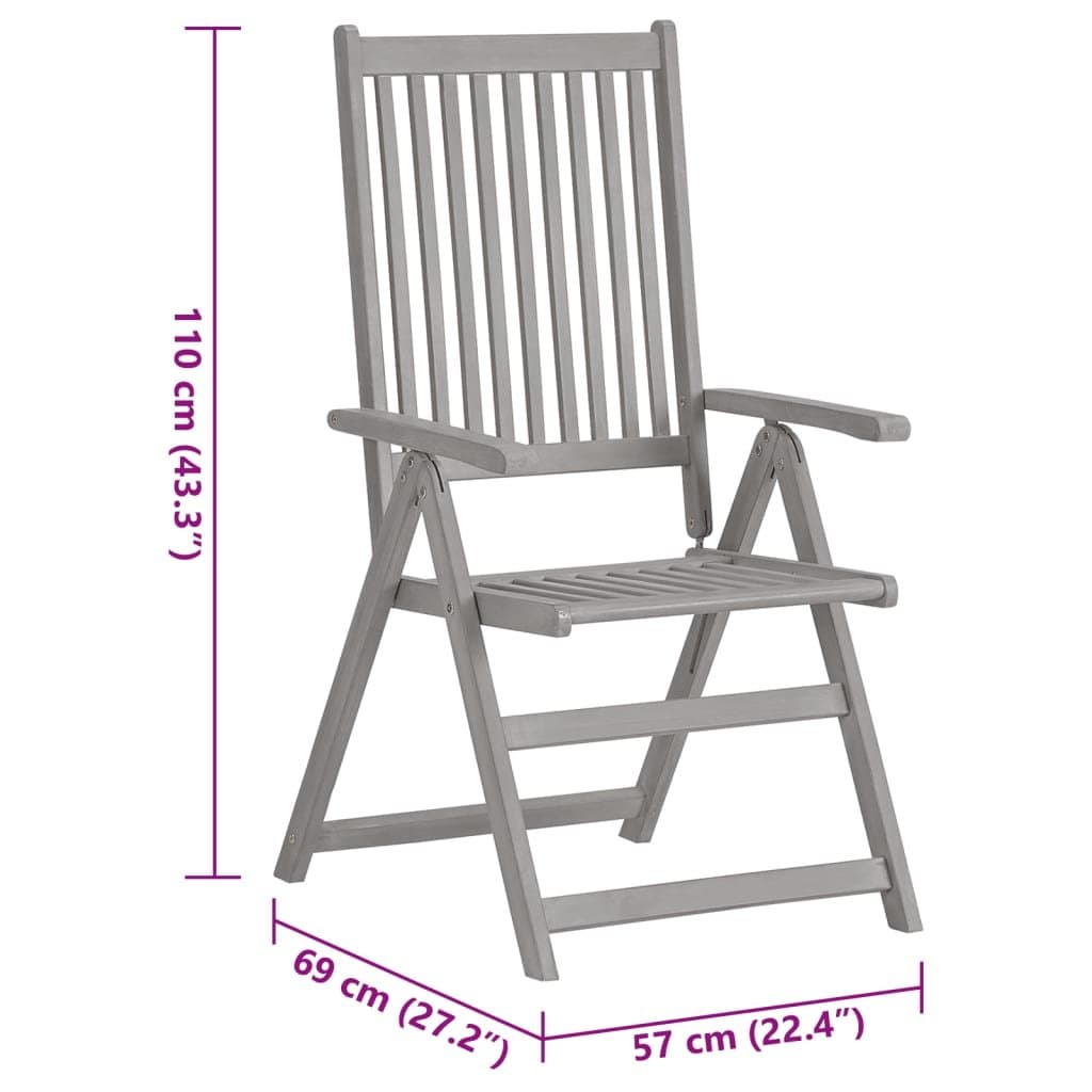Outdoor Reclining Chairs Set 3pcs Garden Armchairs with Cushions Wood