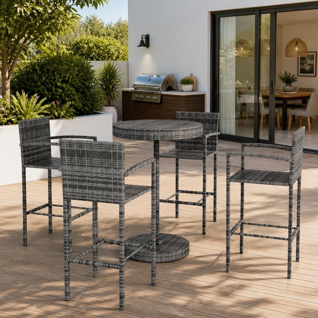 5-Piece Grey Garden Bar Set with Sturdy Construction
