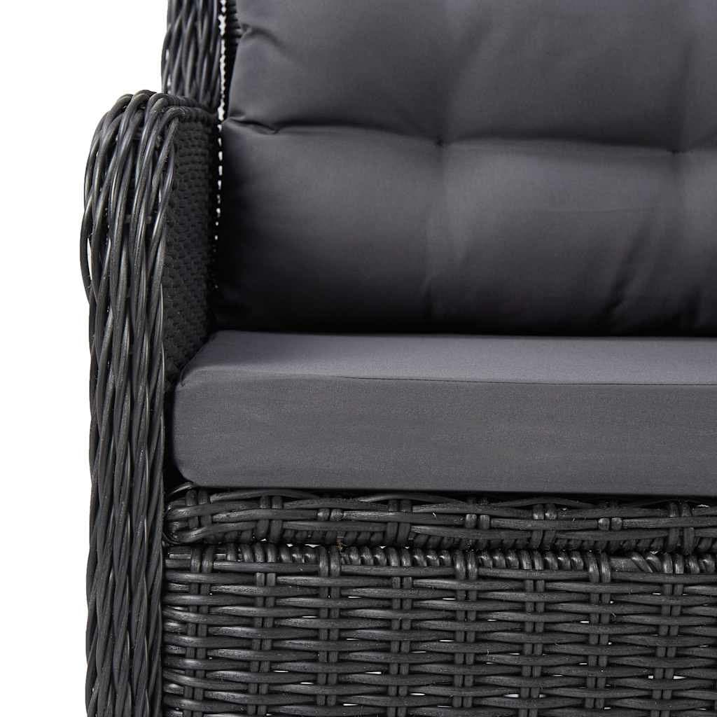 7-Piece Black Outdoor Dining Set with Rattan Chairs