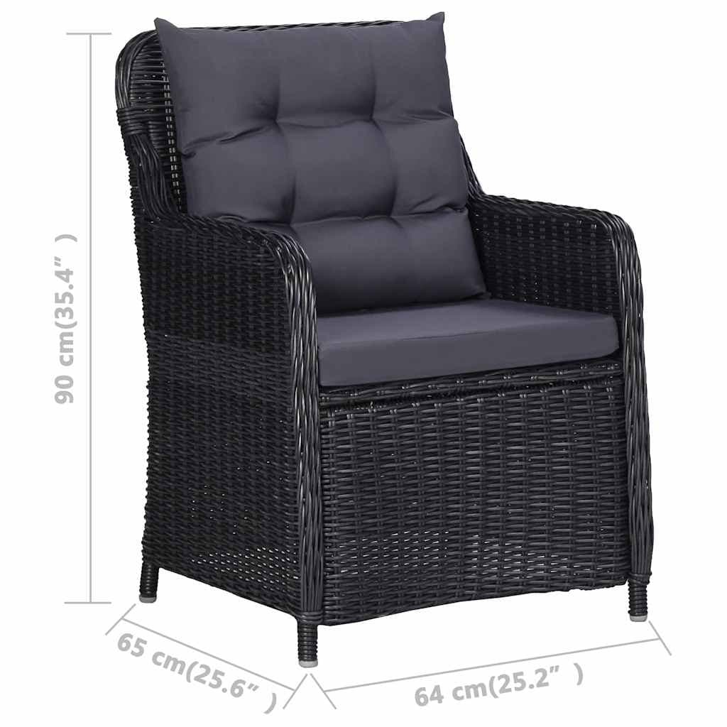 7-Piece Black Outdoor Dining Set with Rattan Chairs