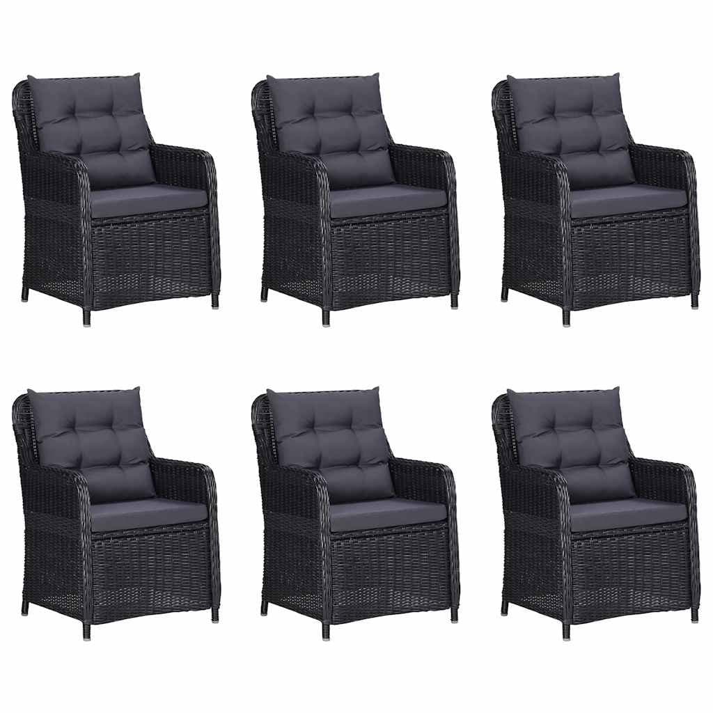 7-Piece Black Outdoor Dining Set with Rattan Chairs