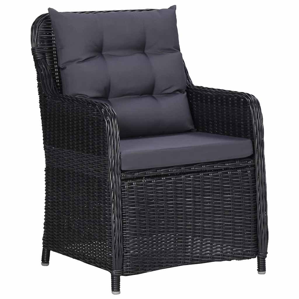7-Piece Black Outdoor Dining Set with Rattan Chairs