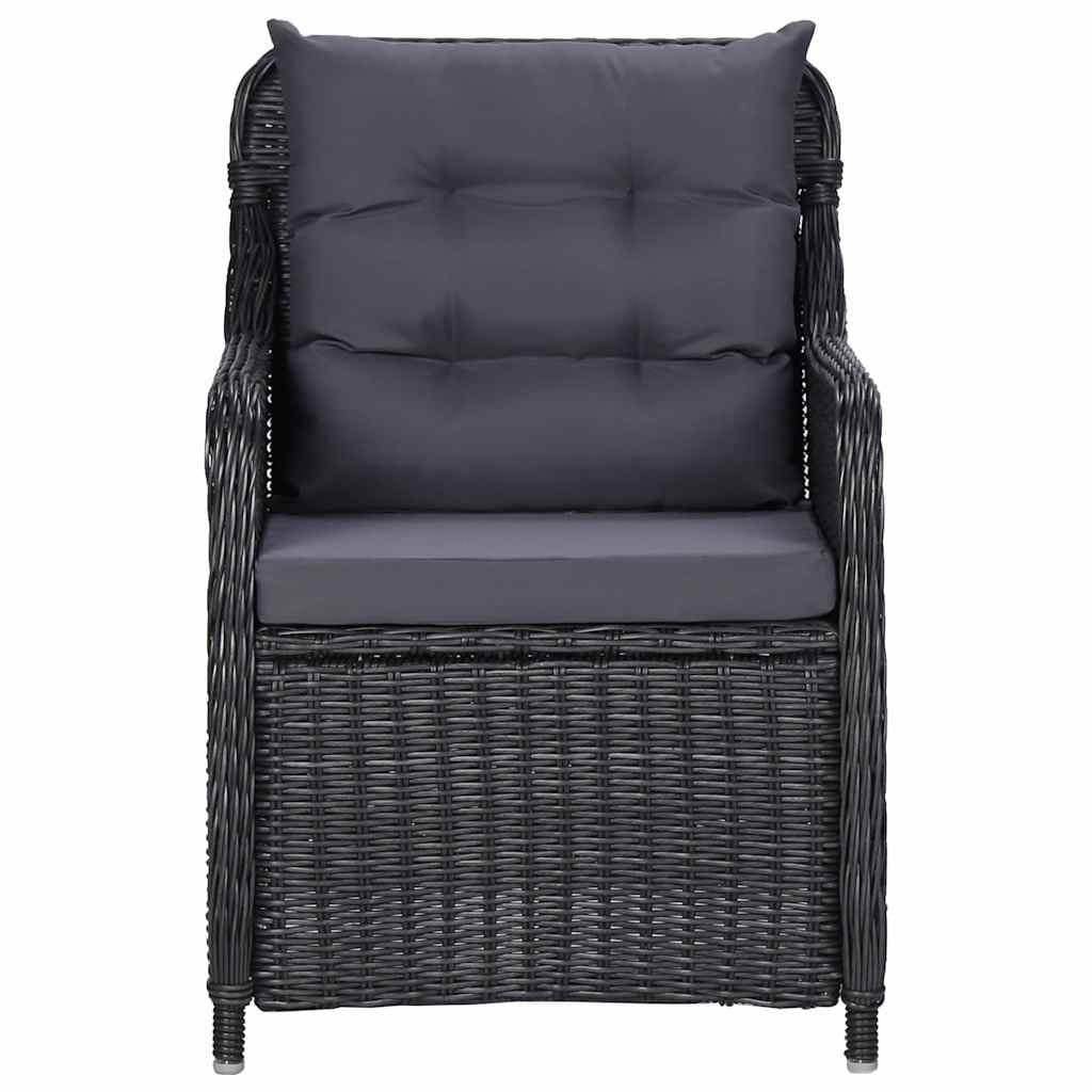 7-Piece Black Outdoor Dining Set with Rattan Chairs