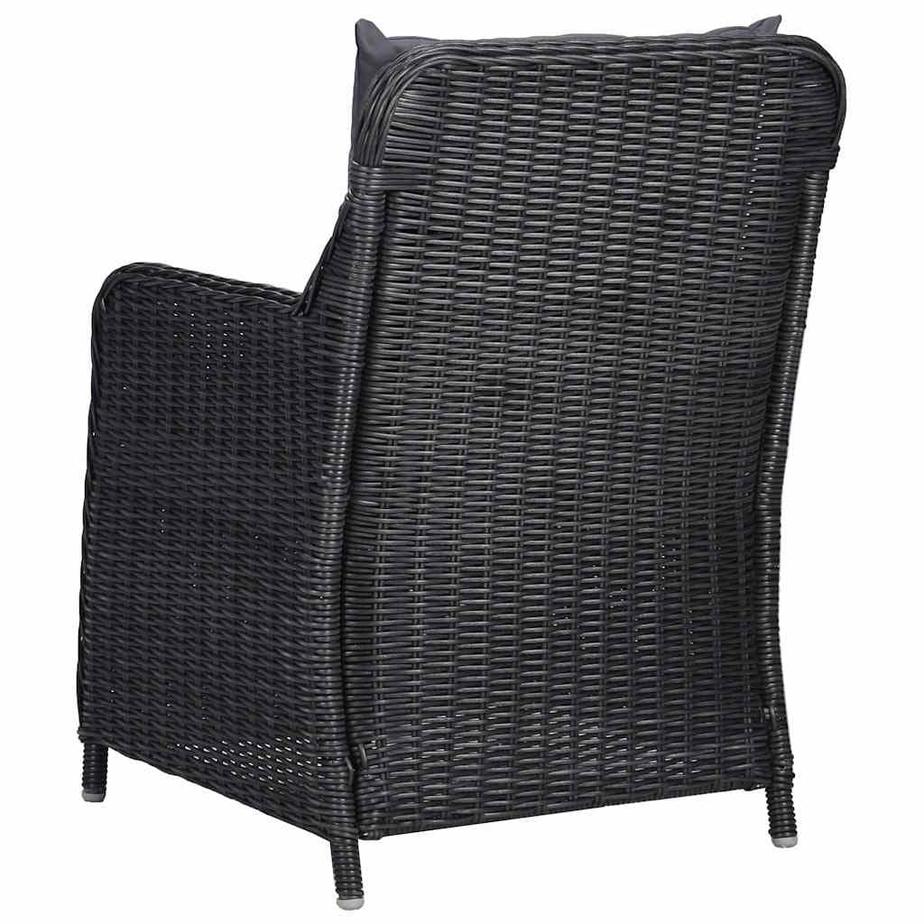 7-Piece Black Outdoor Dining Set with Rattan Chairs