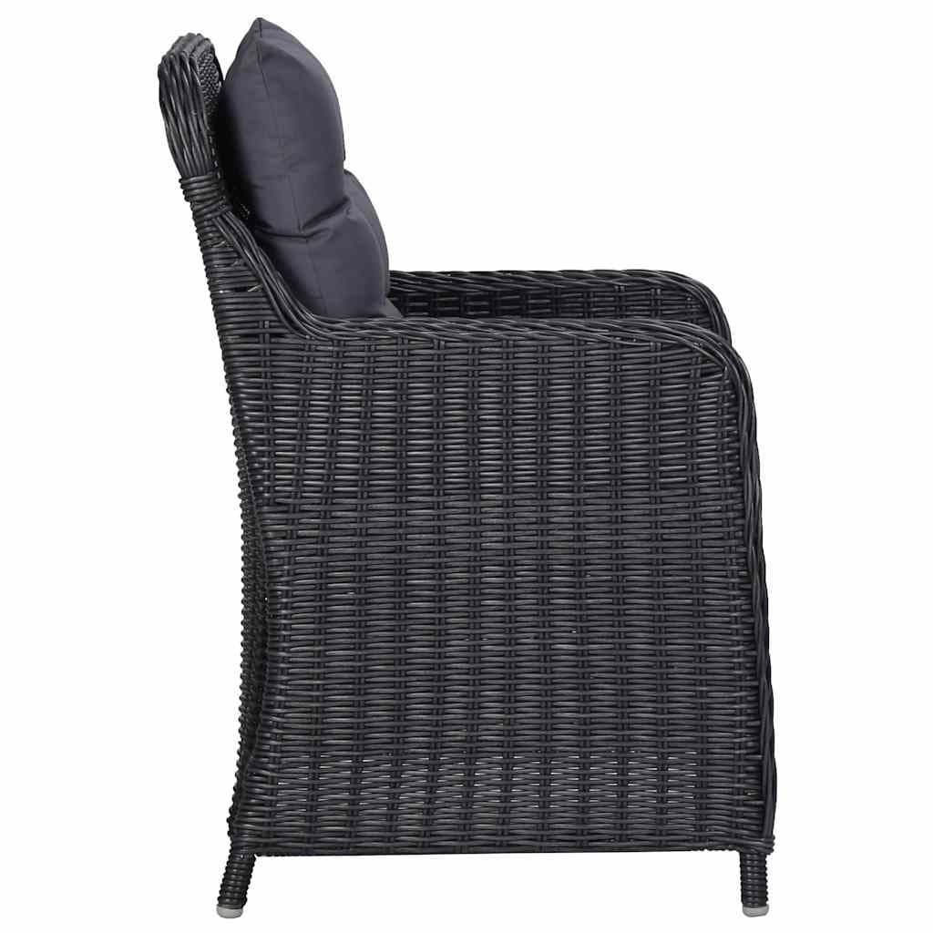 7-Piece Black Outdoor Dining Set with Rattan Chairs