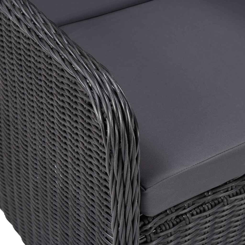 7-Piece Black Outdoor Dining Set with Rattan Chairs