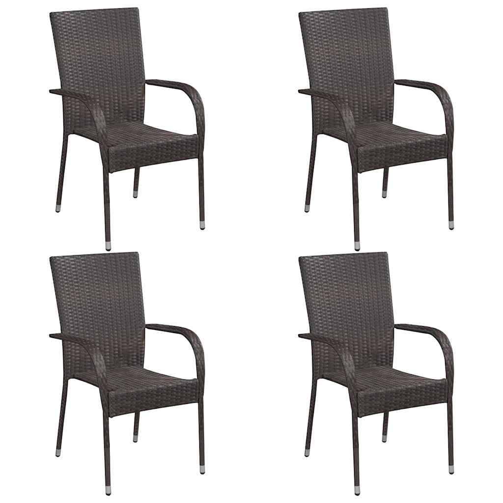 5 Piece Brown Outdoor Rattan Dining Set for Patios