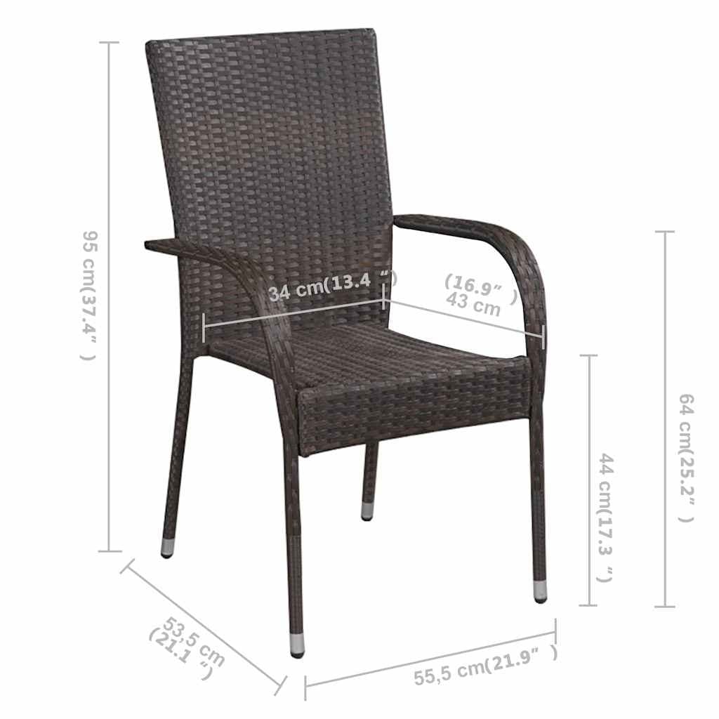 5 Piece Brown Outdoor Rattan Dining Set for Patios