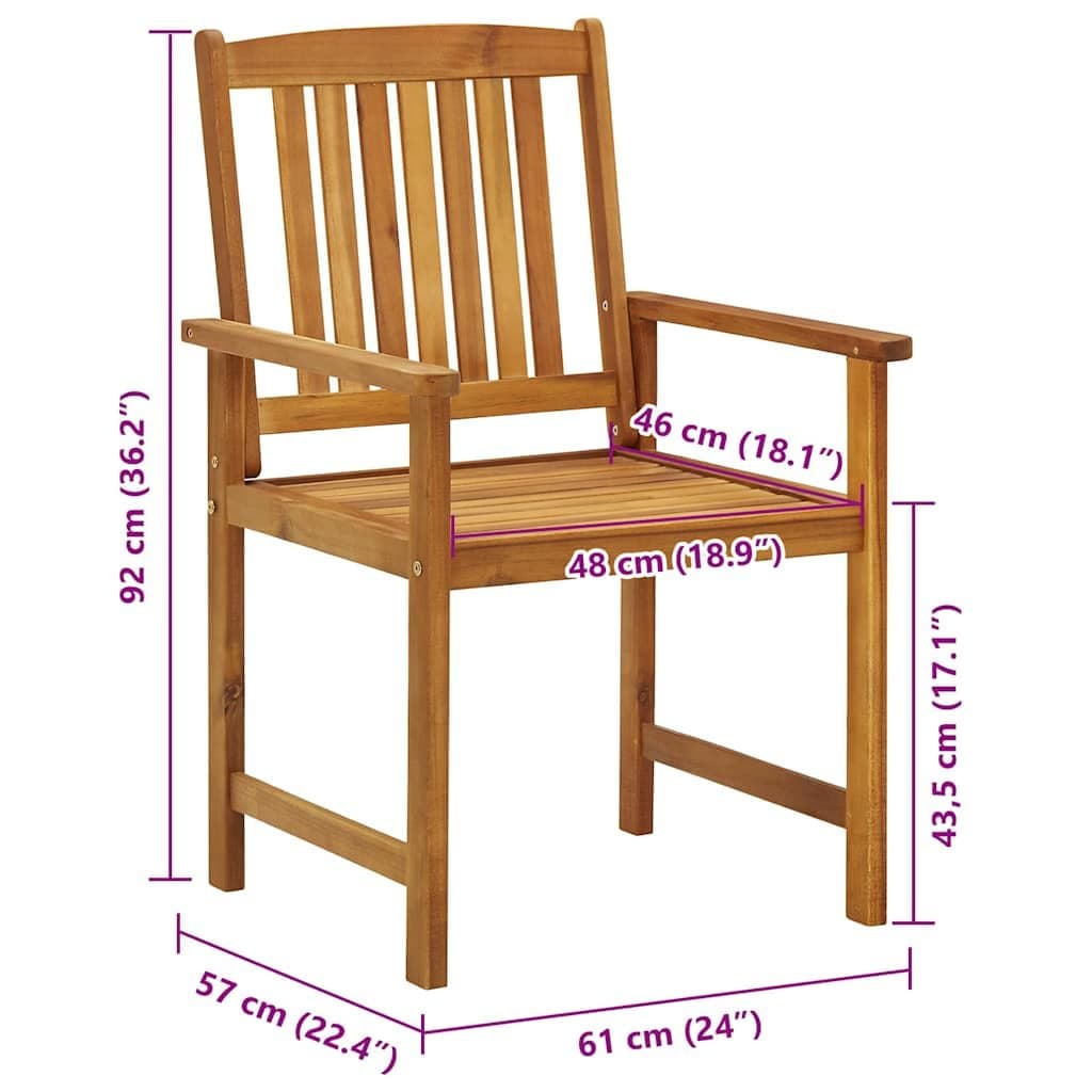 8-Piece Acacia Wood Outdoor Garden Chair Set with Cushions