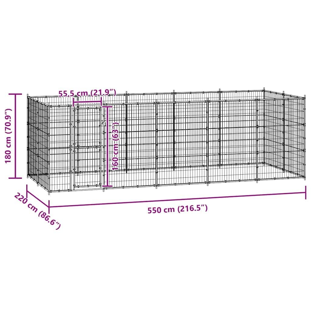 Dog Kennel Steel Outdoor Run Exercise Enclosure Large Play Area Mesh Ventilation