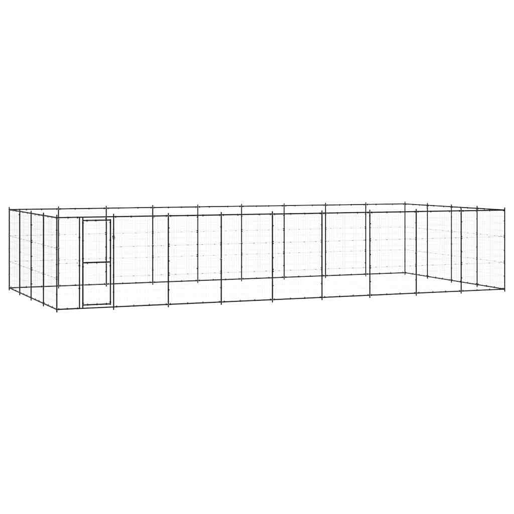 Outdoor Dog Kennel with Steel Frame and Mesh Panels