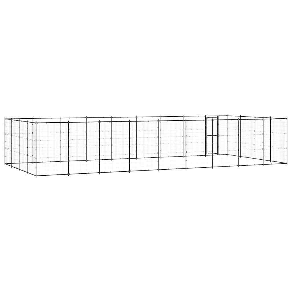 Outdoor Dog Kennel with Steel Frame and Mesh Panels