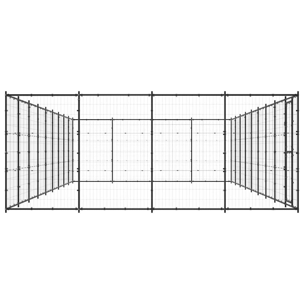 Outdoor Dog Kennel with Steel Frame and Mesh Panels
