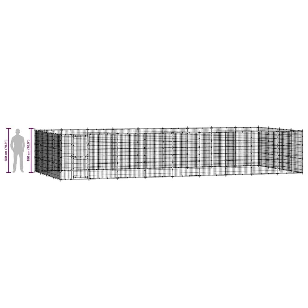Outdoor Dog Kennel with Steel Frame and Mesh Panels