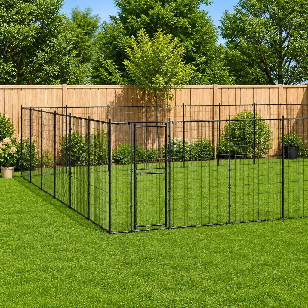 Large Outdoor Dog Kennel with Durable Steel Mesh Enclosure