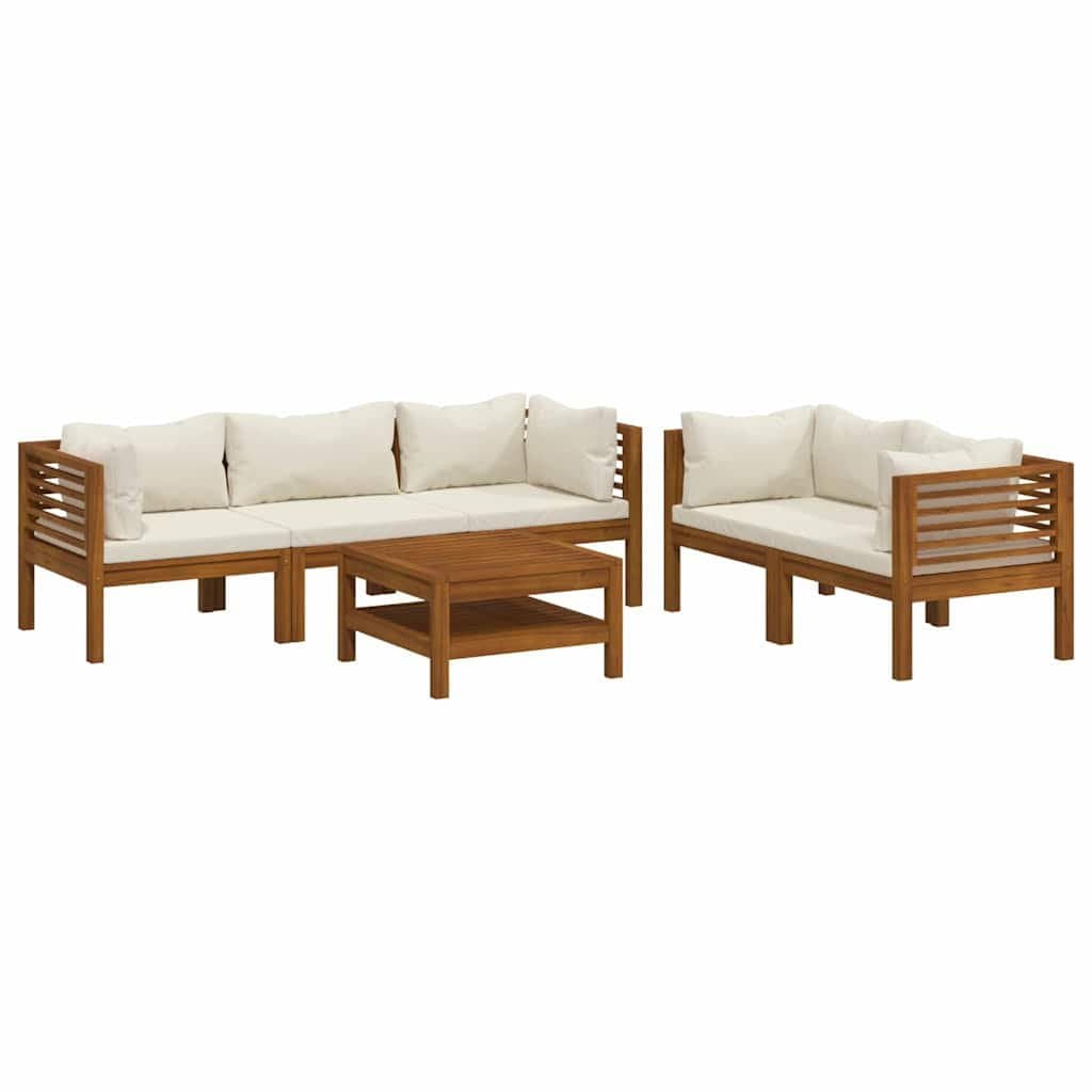 6 Piece Outdoor Furniture Set with Acacia Wood Lounge