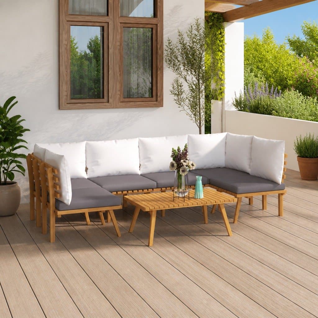 7 Piece Outdoor Furniture Set in Solid Acacia Wood