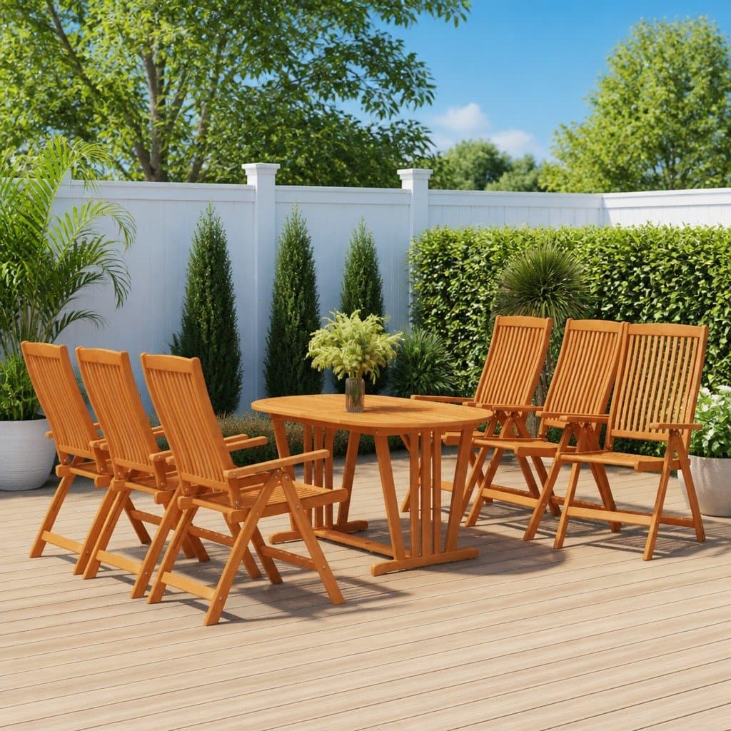 7-Piece Eucalyptus Wood Outdoor Dining Set