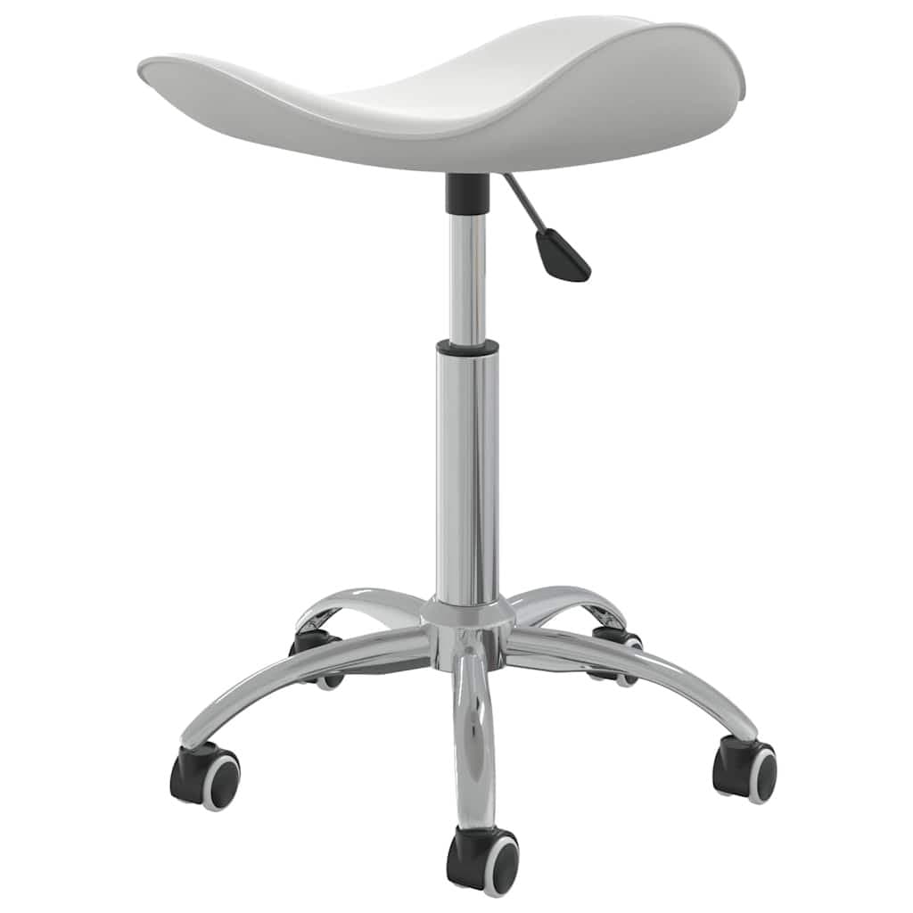 White Faux Leather Swivel Dining Chair with Gas Lift