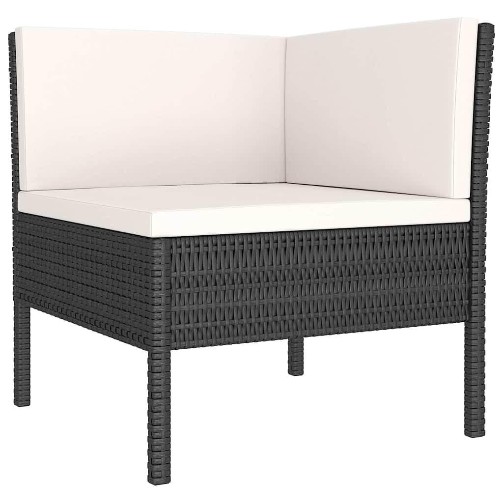 6-Piece Black Garden Lounge Set with Cushions