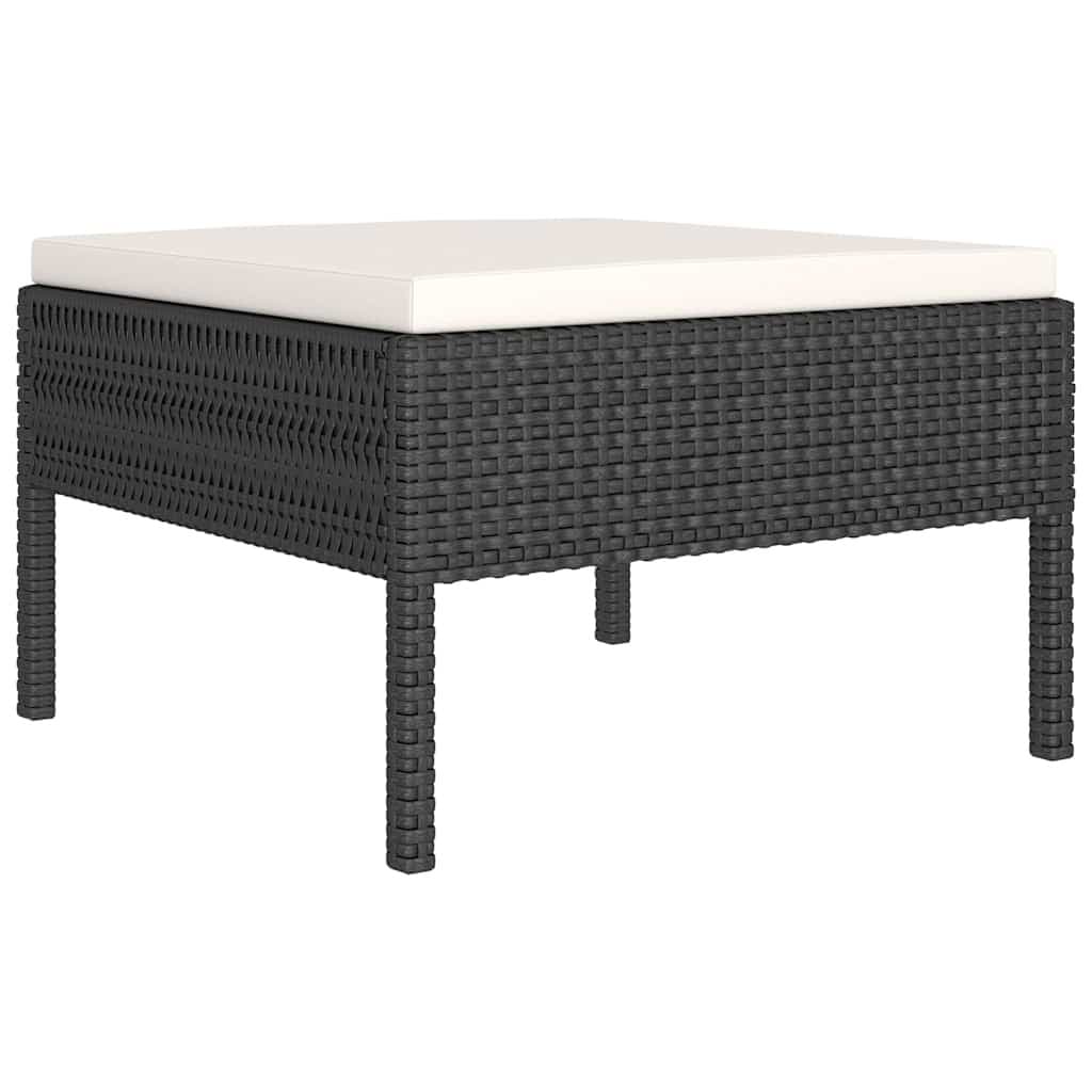 6-Piece Black Garden Lounge Set with Cushions