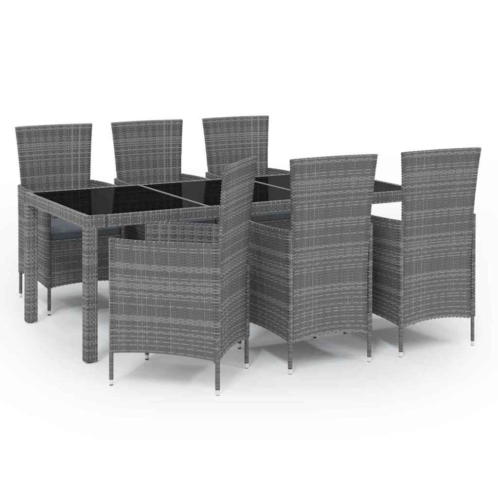 7 Piece Grey Poly Rattan Outdoor Dining Set