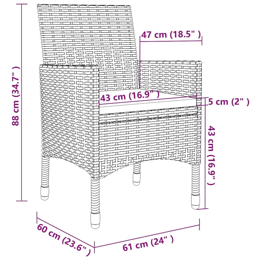 7 Piece Grey Poly Rattan Outdoor Dining Set
