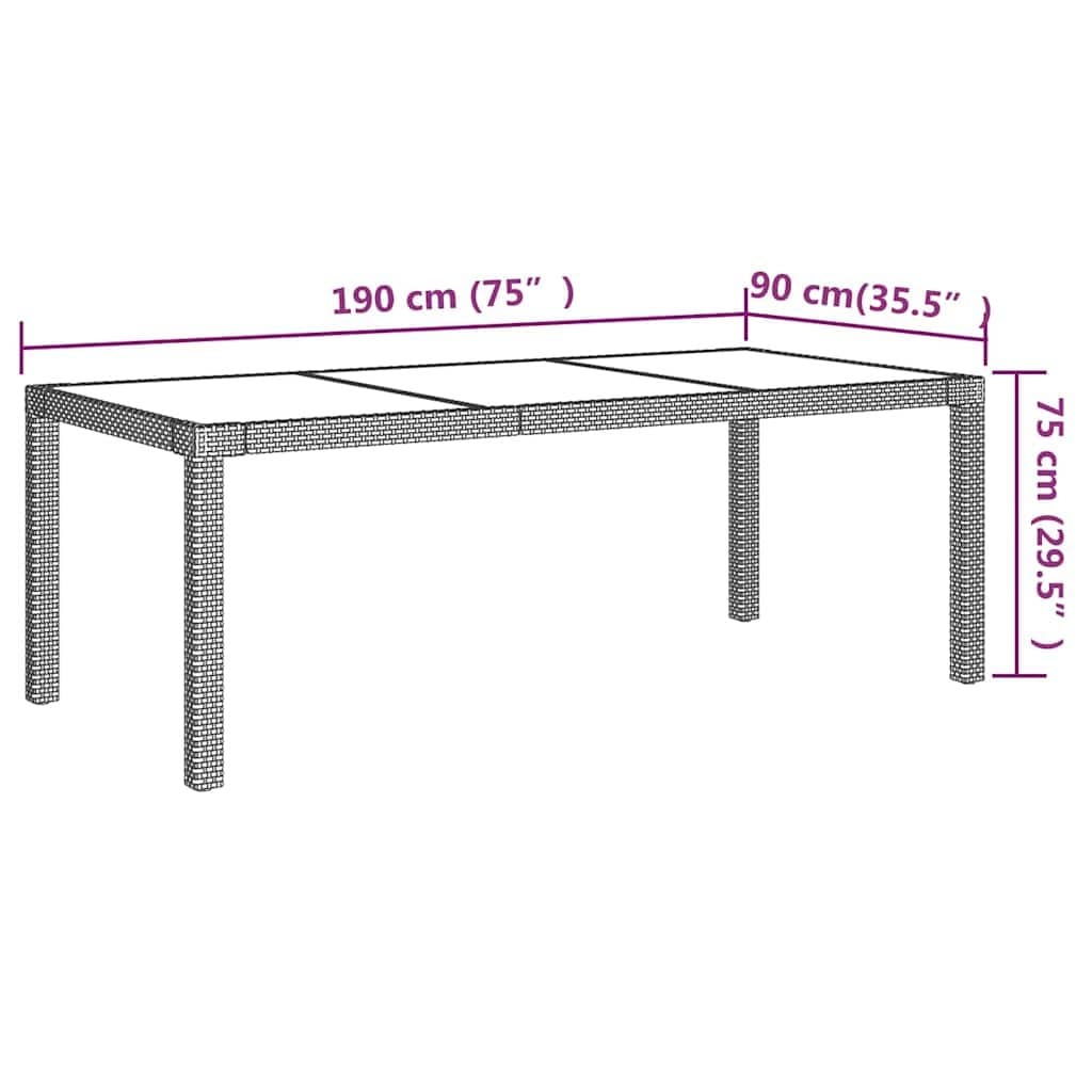 7 Piece Grey Poly Rattan Outdoor Dining Set