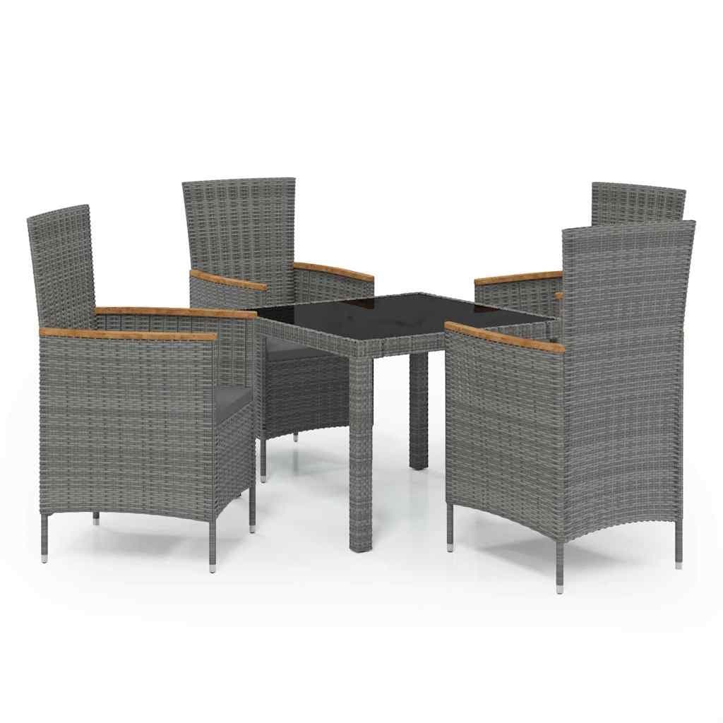 5-Piece Outdoor Dining Set in Grey Rattan