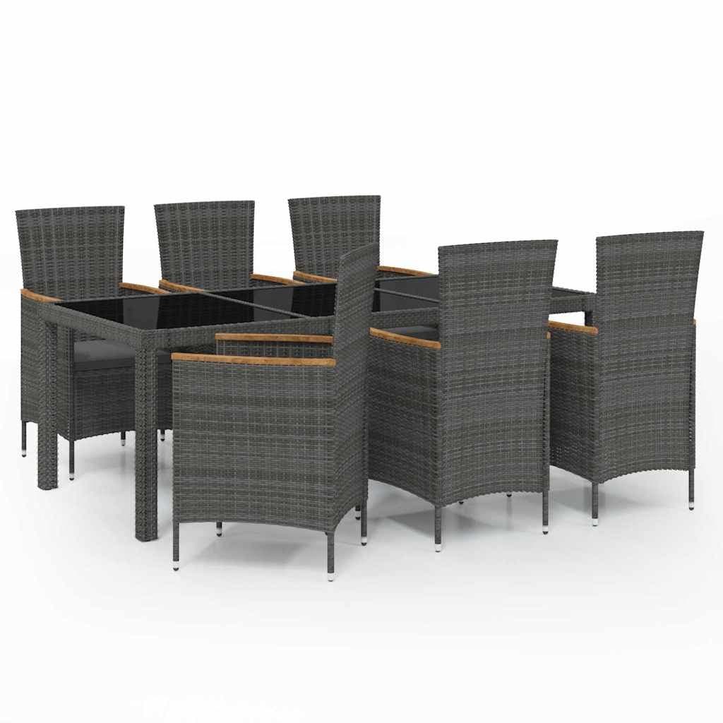 7-Piece Garden Furniture Set with Durable Grey Cushions