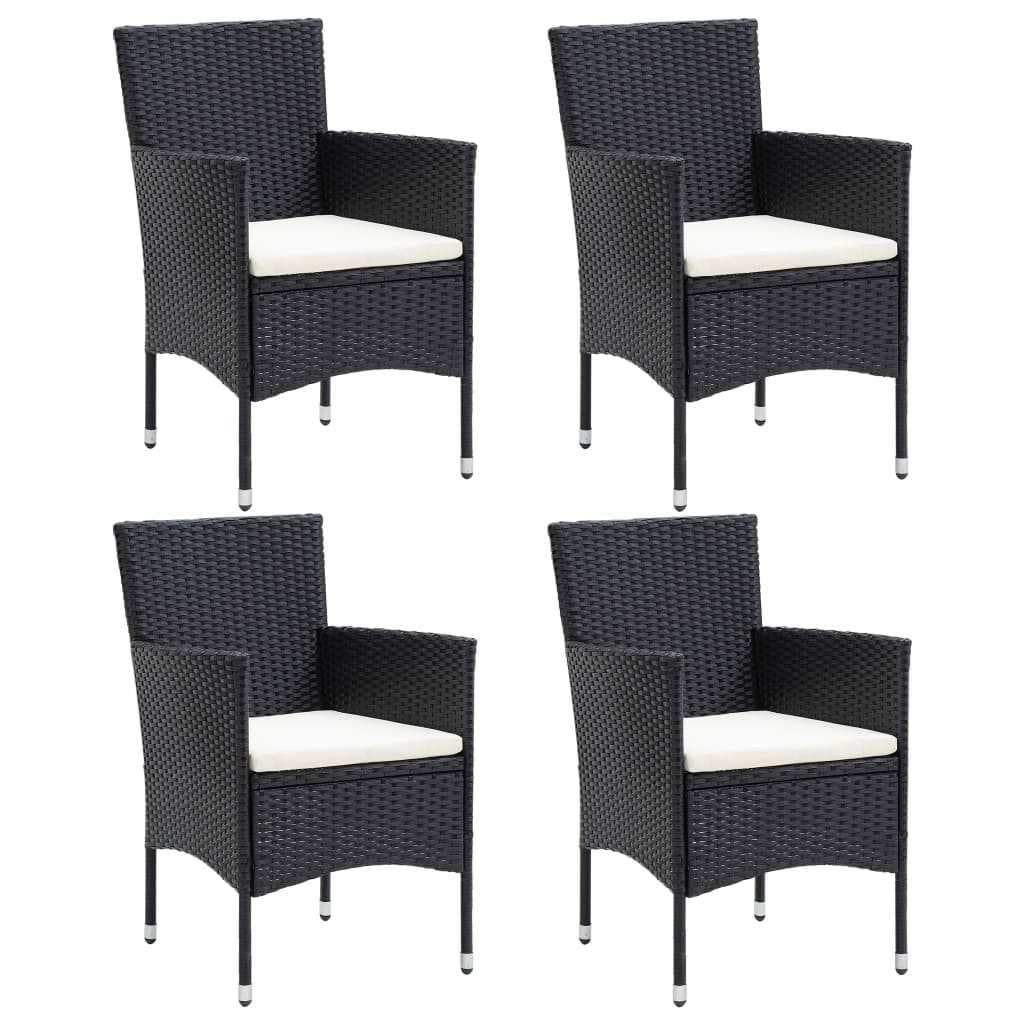 5 Piece Black PE Rattan Outdoor Dining Set