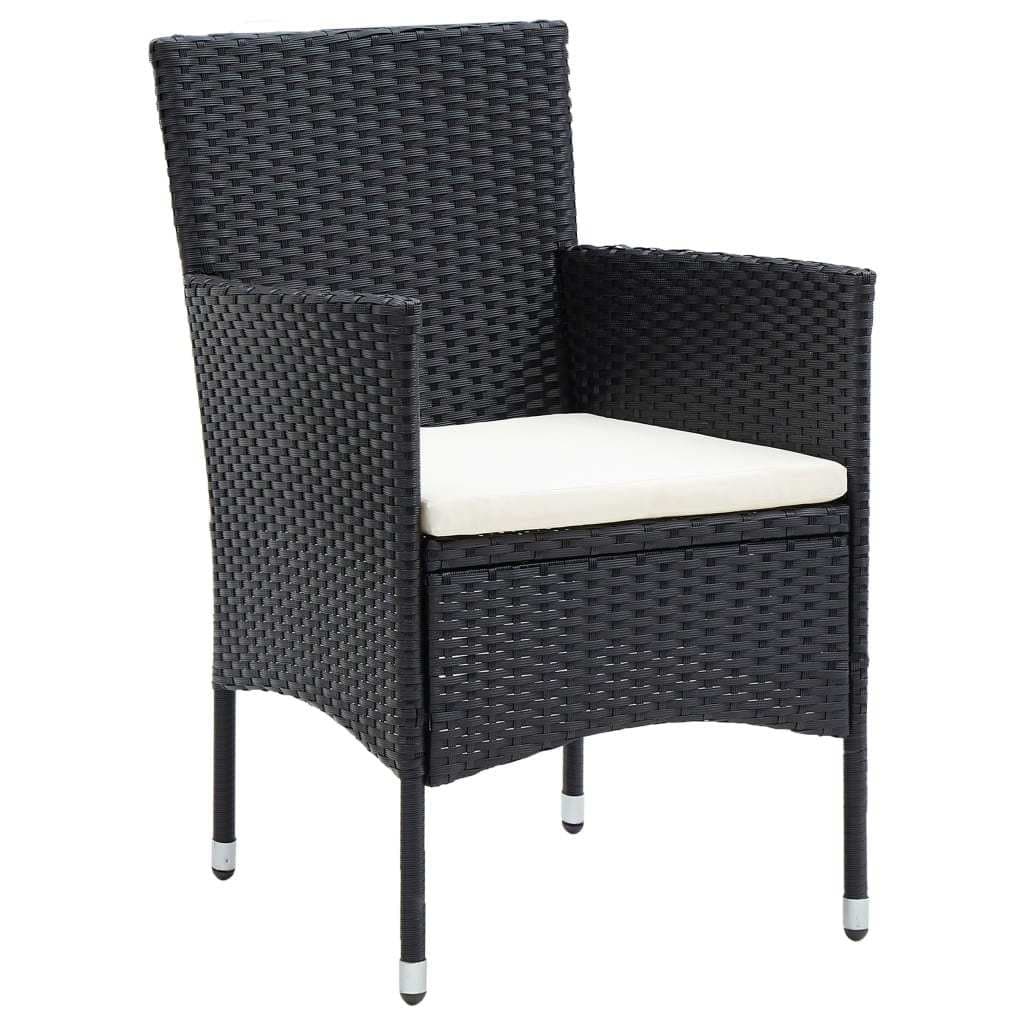 5 Piece Black PE Rattan Outdoor Dining Set