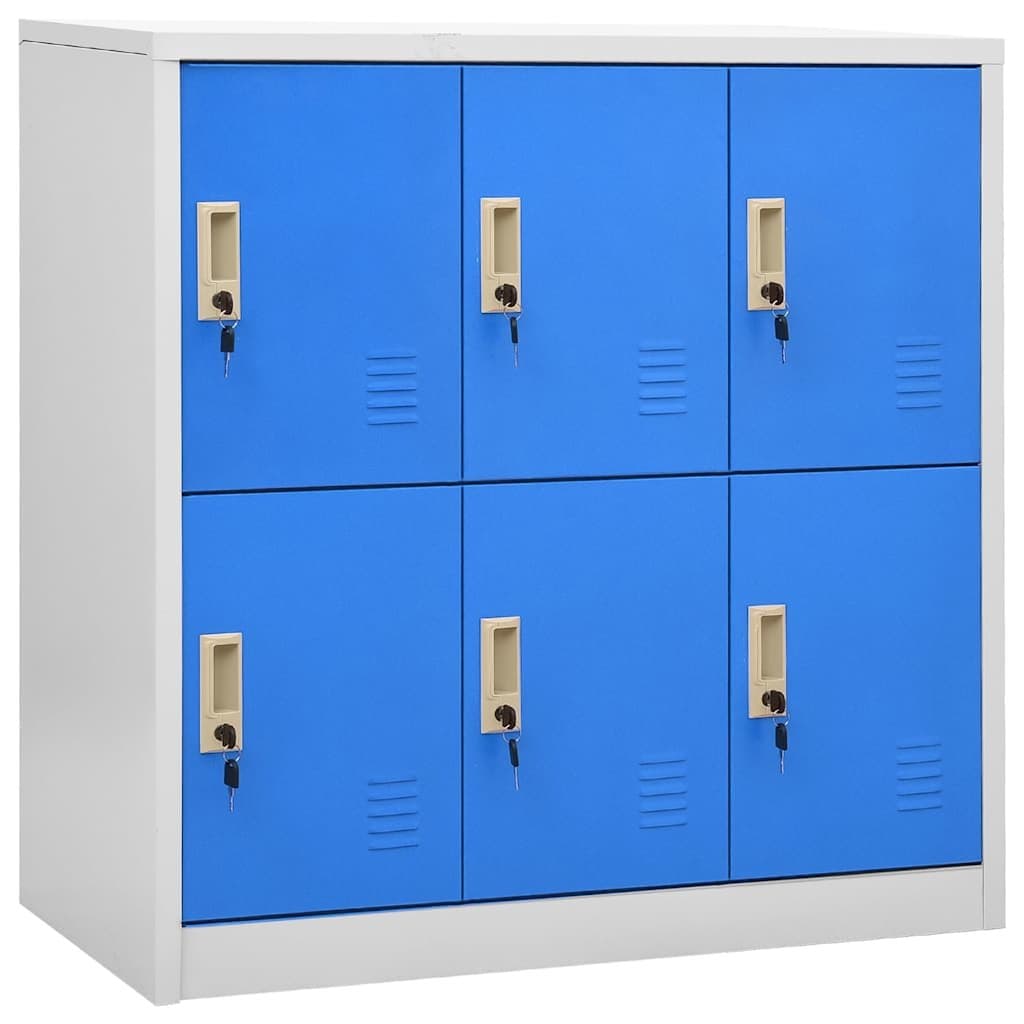 Light Grey and Blue Storage Locker Cabinets Set