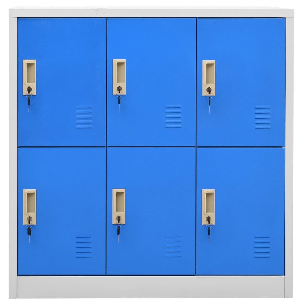 Light Grey and Blue Storage Locker Cabinets Set