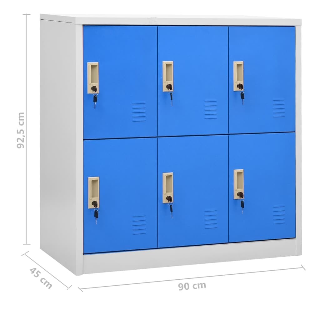 Light Grey and Blue Storage Locker Cabinets Set