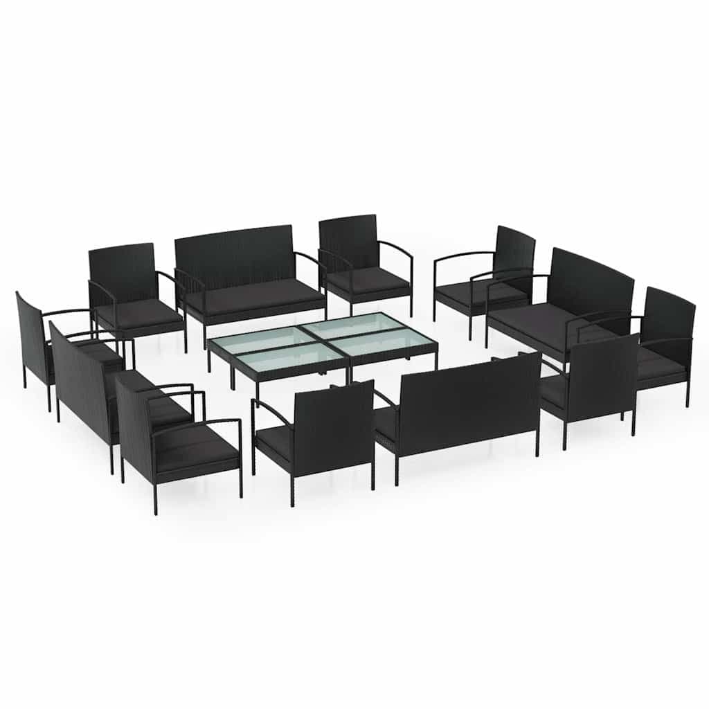 Poly Rattan Garden Lounge Set 16 Piece Outdoor Furniture Patio with Cushions