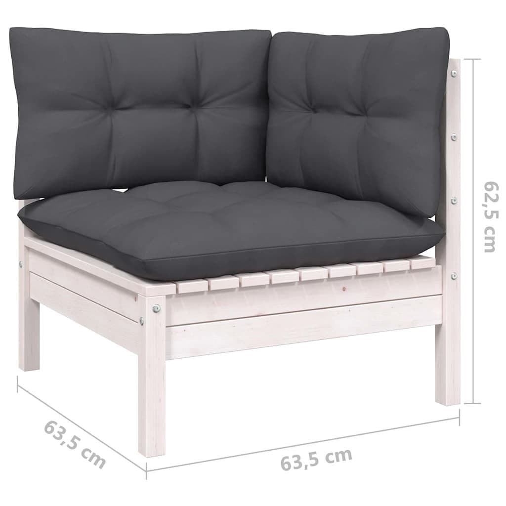 Garden Lounge Set 6 Piece Outdoor Furniture Patio Pinewood White Modular