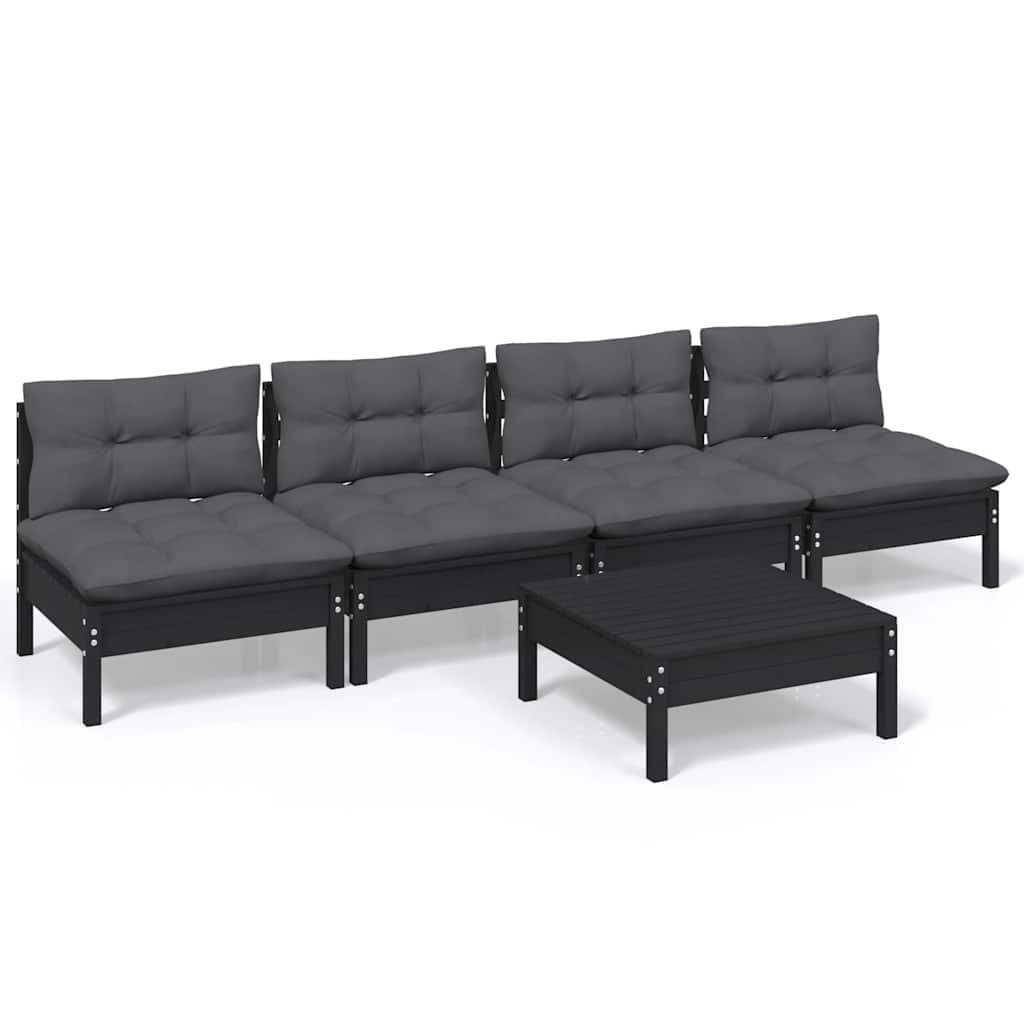 5 Piece Garden Lounge Set with Anthracite Cushions