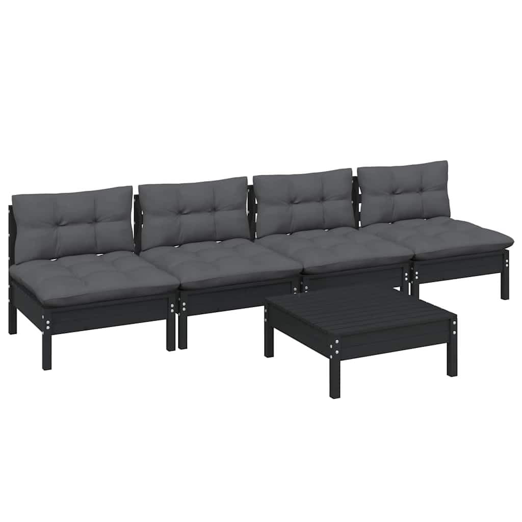 5 Piece Garden Lounge Set with Anthracite Cushions